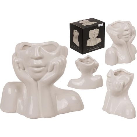 Vase en céramique - Forme Unique du Visage Qui Attire Tous Les Regards - Dimensions compactes : 14 x 7 x 11,5 cm - Matériau en céramique - pour Une Maison (1/5)