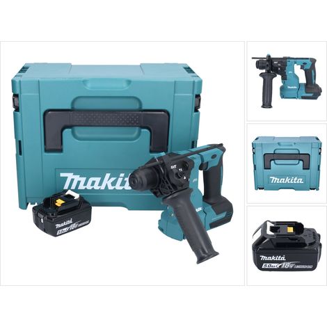 Martillo perforador sin cable Makita DHR 183 T1J 18 V 1,7 J SDS plus sin escobillas + 1x batería 5,0 Ah + Makpac - sin kit cargador