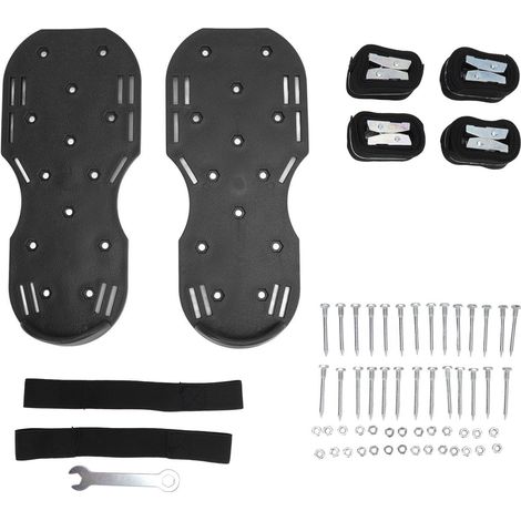 Chaussures d'aération pour pelouse avec lanières - Outils de jardin pour décompacter le gazon, idéales pour les cours et jardins, couleur noire. (1/5)