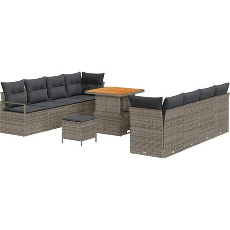 Maison Exclusive - Gartensofa-set mit Kissen 11 pcs Grau Poly-Rat