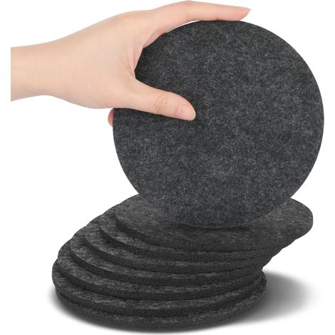 Lot de 8 dessous de verre en feutre pour casseroles, verres, vases et bols – Protection de table en feutre robuste (rond Ø 15 cm / anthracite) (1/5)