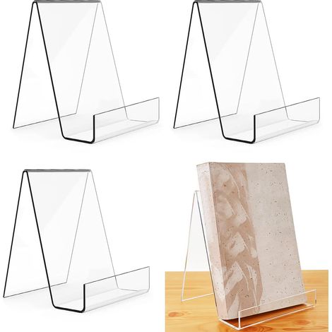 Présentoir en trois parties, serre-livres en acrylique transparent, pour exposer des livres, des cahiers, des disques