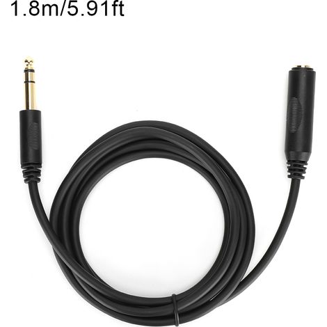 Câble d'extension audio 6,35mm stéréo mâle vers femelle avec conducteur en cuivre pur et blindage, pour carte son ou guitare électrique, 1,8 mètre