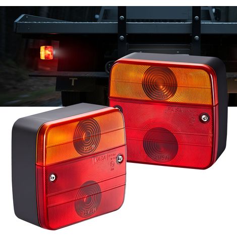 VEVOR 2 Pezzi Luci Quadrate per Rimorchio da 12 V, Luci Posteriori, Freno, Indicatore di direzione, Targa, Kit di Illuminazione per Rimorchio Impermeabile con Cablaggio, per Barca, Camion, Camper (1/5)