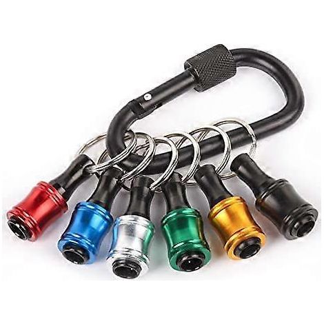 pièces (6 couleurs avec mousqueton noir) Porte-embouts de tournevis en alliage d'aluminium à tige hexagonale 1/4 pouce, léger, à changement rapide, porte-clés, perceuse (1/5)