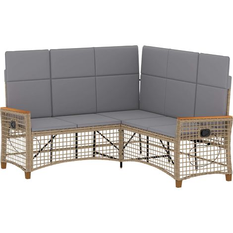 Garten Liegesofa Set Beige und Hellgrau 164 x 164 x 112 cm vidaXL