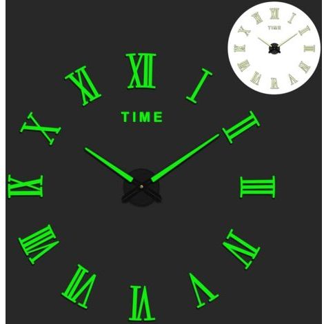 Murale, 3D Horloge, DIY 50-70CM Murale Design Moderne, Pendule Murale, Fluorescence Convient pour Le Salon, la Chambre à Coucher, la Décoration de Bureau (1/5)