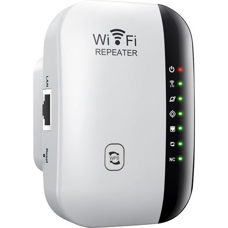 – WLAN-Repeater mit 300 Mbit/s – Reichweite bis zu 3000 m² – 2,4 GHz mit WPS – Verbindet bis zu 30 Geräte – Ethernet-Kabel im Lieferumfang enthalten (1/5)