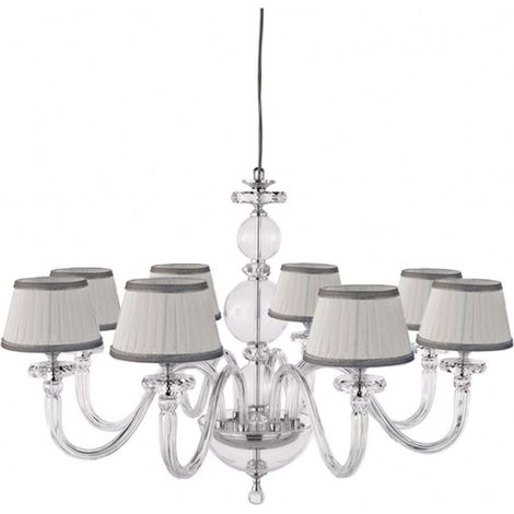 Lampada a sospensione BACH con paralume in vetro trasparente 8 LUCI D84 cm CROMO (1/2)