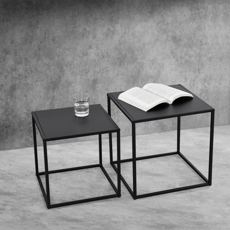 Lot de 2 Tables Basses Morsum Forme Carré Noir Mat [en.casa] (1/5)