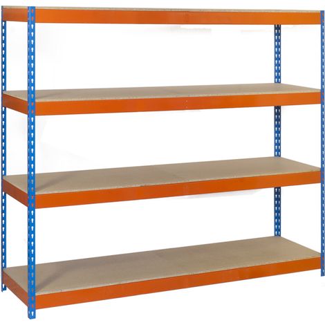 Simonrack Mensola in metallo blu arancione legno solido
