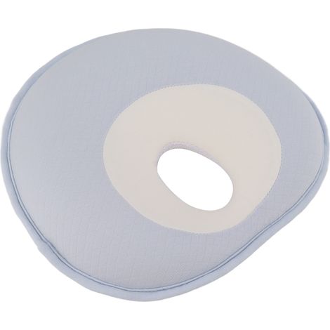 Oreiller de maintien pour la tête de bébé, prévenant la plagiocéphalie, répartition de la pression, centre creux, doux et résilient, bleu clair, pour nouveau-né (1/5)