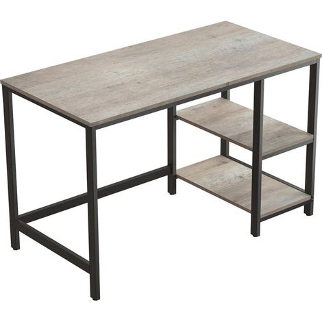Escritorio para ordenador mesa de estudio con estante de 2 niveles a la izquierda o a la derecha para oficina salón estructura metálica estilo industrial gris y negro 120001318