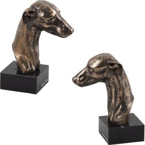 Whippet, Levriero Inglese - statuetta di cane, busto su base di pietra, scultura, trofeo per una mostra canina di Art-Dog (1/5)