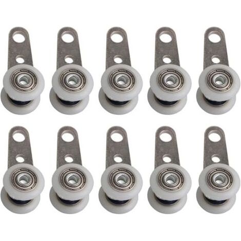 Lot de 10 roulettes métal-plastique – Roulements – Dimensions 45x19 mm – Portes coulissantes et baies vitrées (1/5)