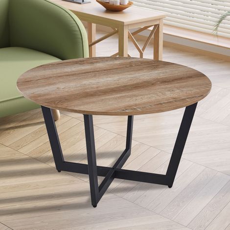 Table basse ronde 80x80x45 cm décor chêne - PAZO