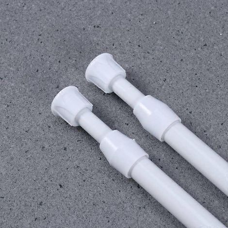 Set mit 2 verstellbaren und ausziehbaren Duschvorhangstangen aus Metall – 2 Stück – Weiß (1/2)