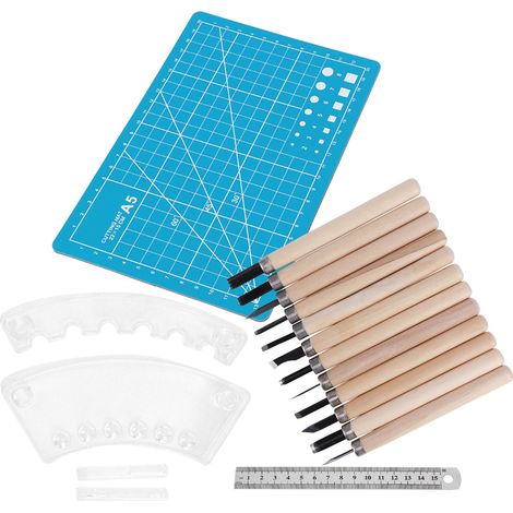 1 jeu d'outils de sculpture sur bois, ciseau en acier, outil à main professionnel pour le travail du bois, support B1 (1/5)