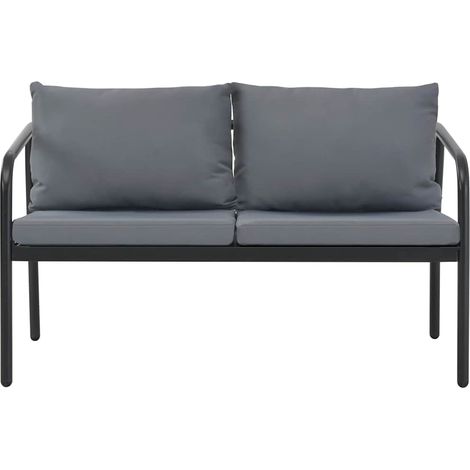 Maison Exclusive - 2-Sitzer-Gartenbank mit Auflagen Grau Aluminiu (1/5)