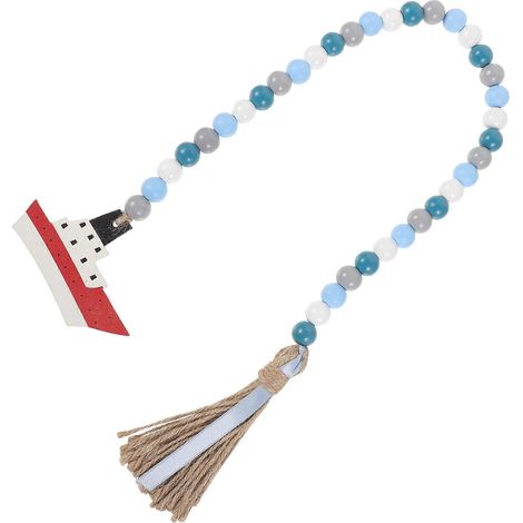Guirlande de 3 perles en bois avec pompons pour une décoration intérieure de style campagnard (1/5)