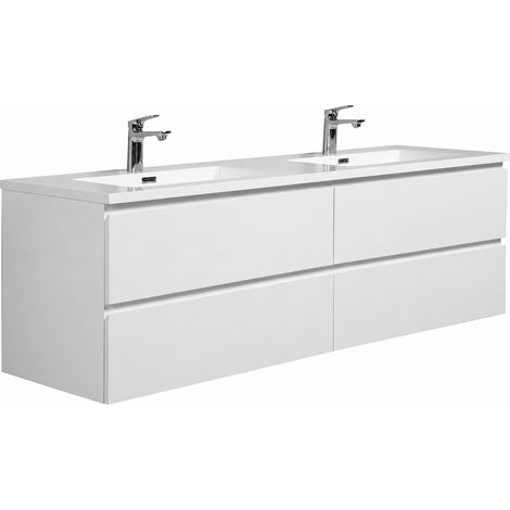 Badezimmer Badmöbel-Set Angela 160cm - Hochglanz Weiß - Untersch