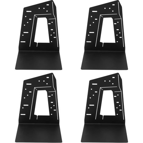 Quatre serre-livres de style architectural, structure métallique, couleur noire classique, coins arrondis, rembourrage en mousse et design fin pour soutenir les livres de bureau et rehausser l'esthéti