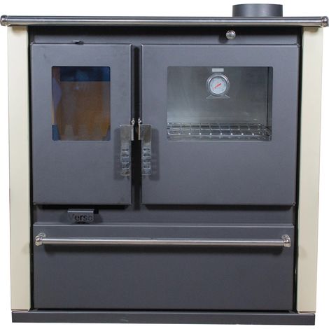 Cucina a Legna Verso CS Plus - 7,7 kW Piastra Superiore in Metallo, Forno in Acciaio Inox e Pannelli Laterali Verniciati Avorio (1/5)