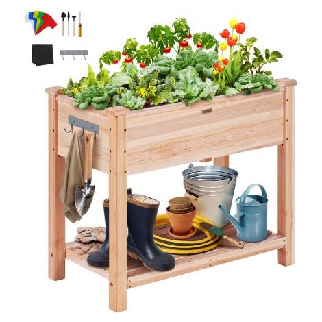 Fioriera Rialzata da Giardino Esterno con Ripiano in Legno 86 x (1/5)