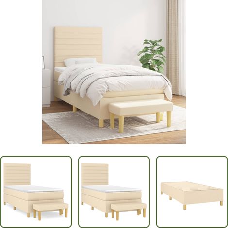 Matratze - Boxspringbett mit Matratze Creme 90x190 cm Stoff (1/5)