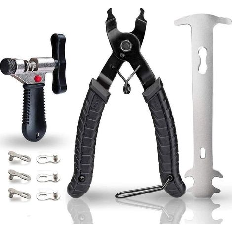 Outils pour chaîne de vélo avec crochet, pince à maillons, dérive-chaîne et vérificateur de chaîne. (1/4)