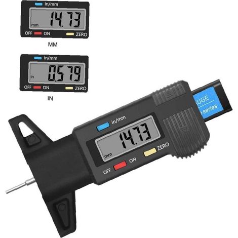 Jauge De Profondeur De Sculpture De Pneu - Affichage Numérique LCD - Plage De Mesure 0 À 25,4 Mm - Conversion Pouces/Millimètres - Pour Pneus Automobile Et Moto - 1 Pièce (1/5)