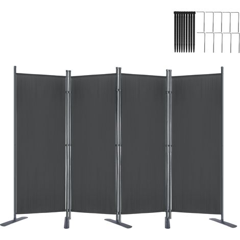 Froadp Paravent Raumteiler 225x180cm Sichtschutz 4 Teilig Trennwand Stellwand Raumtrenner Sichtschutzwand mit Kabelbinder und Nägel für Wohnzimmer Balkon Garten Patio (Anthrazit) (1/5)