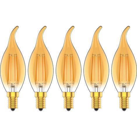 Lot de 5 Dimmable 4W Ampoule a Filament Vintage E14 LED Blanc Chaud 2700K 30W Ampoules à incandescence équivalent 300LM AC 220V (1/5)