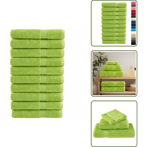 The Living Store Toallas premium SOLUND 10 uds verde manzana 100x200 cm 600 gsm - Toalla de playa