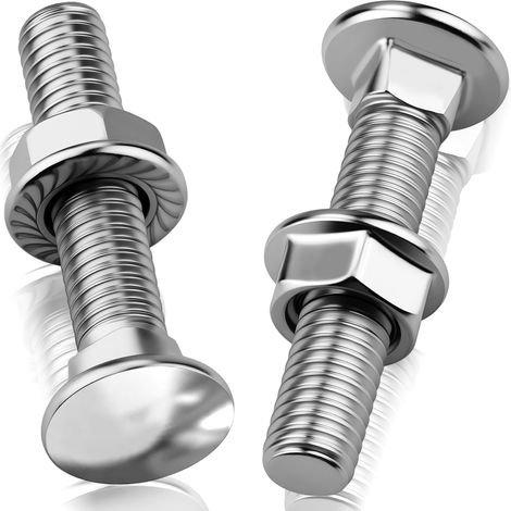 Lot de 25 Boulon Tete Ronde Collet Carré M5 × 40 Boulons de Carrosserie avec Écrou Hexagonal à Bride pour Bricolage, Automobile et Charpente Métallique (1/5)