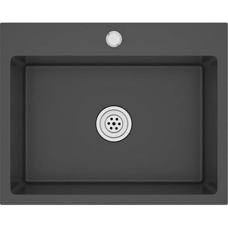 Handmade Kitchen Sink Black Stainless Steel vidaXL