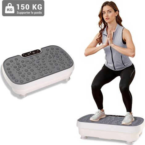 Plateforme vibrante pour appareil de fitness à domicile, capacité de charge de 150 kg, longueur de 46 cm, vitesse réglable, gris (1/5)