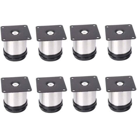 8 Pieds De Meubles RéGlables En Acier Inoxydable,Réglables 50 mm De Hauteur épaissir les pieds d'armoire Pieds de table Pieds de meubles,Acier inoxydable brossé,Hauteur réglable 0-15 mm (1/5)