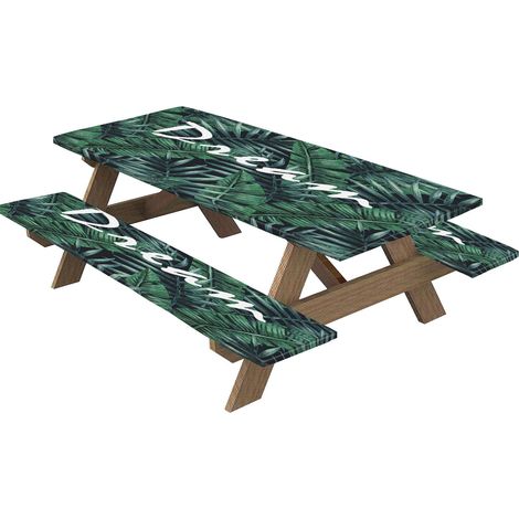 Housse De Table De Pique-Nique - Housse De Chaise De Plage - Lot De 3 En Polyester Imperméable - Pour Table Rectangulaire 183 X 76 Cm Et Chaises 183 X 30 Cm