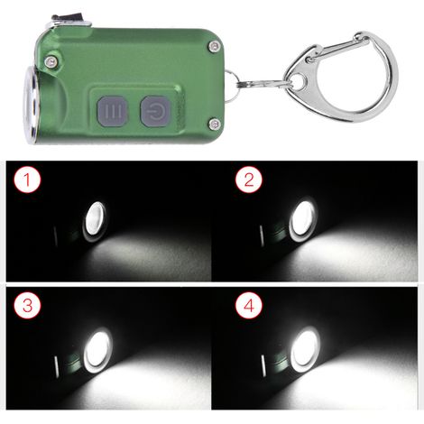 Mini lampe torche porte-clés LED, double interrupteur, 4 niveaux d'éclairage, accessoire d'extérieur (1/5)