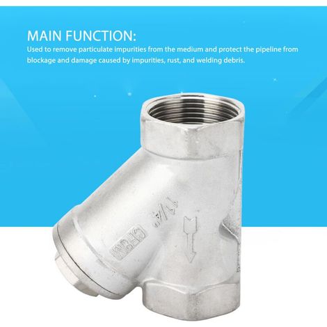 Filtre en Y acier inox 304 fileté 1-1/4" DN32 pour eau, huile, gaz – robuste et facile à entretenir (1/4)