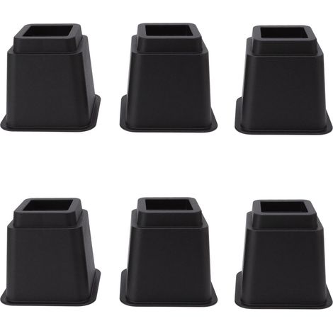 6 pièces Blocs de Soulèvement de Meubles 5 pouces Noir Ergonomique Trapézoïdal pour Bureau et Maison (1/5)