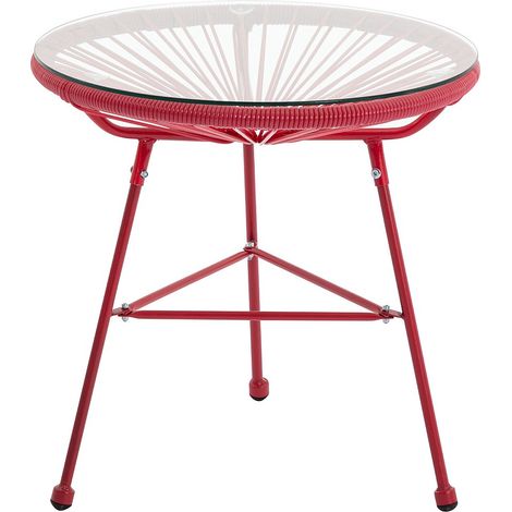 Table de jardin en fils de résine tressés - Terracotta - ALIOS III de MYLIA
