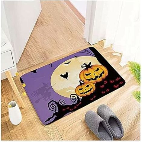 Impression Flanelle, Couverture Bienvenue Home Porte Avant Halloween Décor, Tapis de porte Tapis antidérapant en plein air carpe extérieure, tapis de moquette absorbant de salle de bain, 40 60cm (1/5)