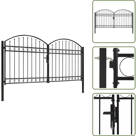 The Living Store Portail de clôture Assen à double porte avec arc en acier 300x150 cm - Portail de clôture (1/5)