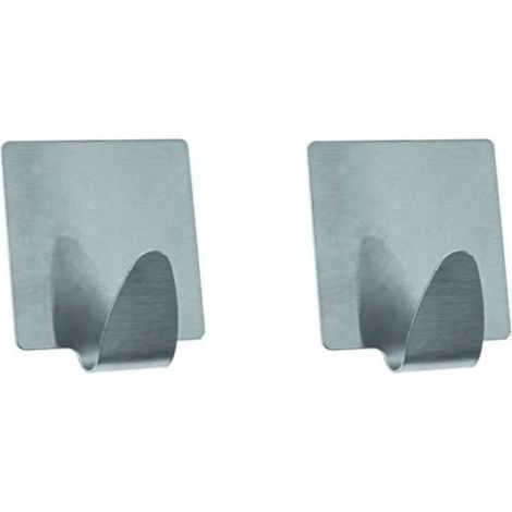 Lot de 2 crochets adhésifs mural Inox MSV (1/3)