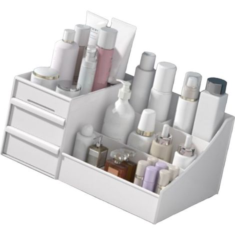 Boîte de rangement pour pinceaux de maquillage rotative à 360° avec couvercle transparent anti-poussière et grande capacité (bleue) (1/5)