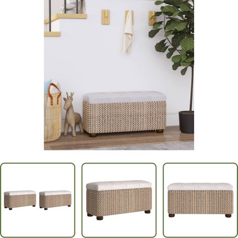 vidaXL Wohnzimmerbank - Sitzbänke mit Stauraum und Kissen in Grau 2 Stk. 69 cm Rohrkolben (1/5)