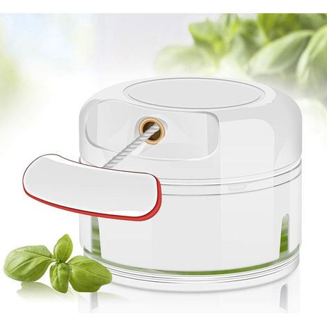 Coupe-oignons câble multifonction manuel, hachoir légumes/purée/presse-ail (1/4)