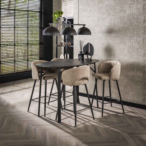 Dänischer ovaler Bartisch Jade 140 cm, schwarze Keramikoptik